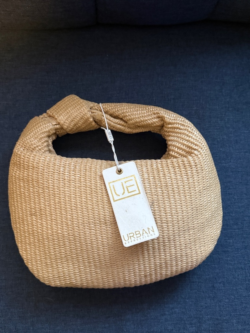 Urban Expressions Tan Woven Knot-Handle Shoulder Bag